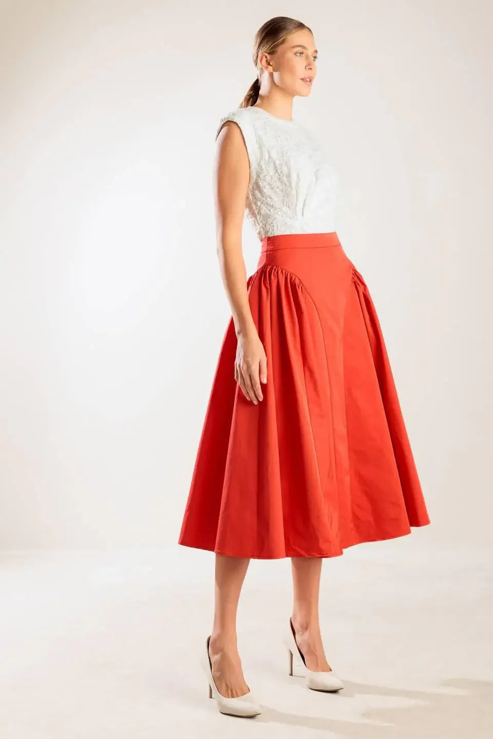 LUNCH WITH THE GIRLS WOVEN FULL MIDI SKIRT - Flying Tomato - Flyclothing LLC