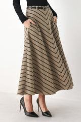 WEEKEND VIBE STRIP WOVEN MIDI SKIRT