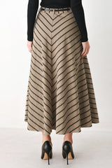 WEEKEND VIBE STRIP WOVEN MIDI SKIRT