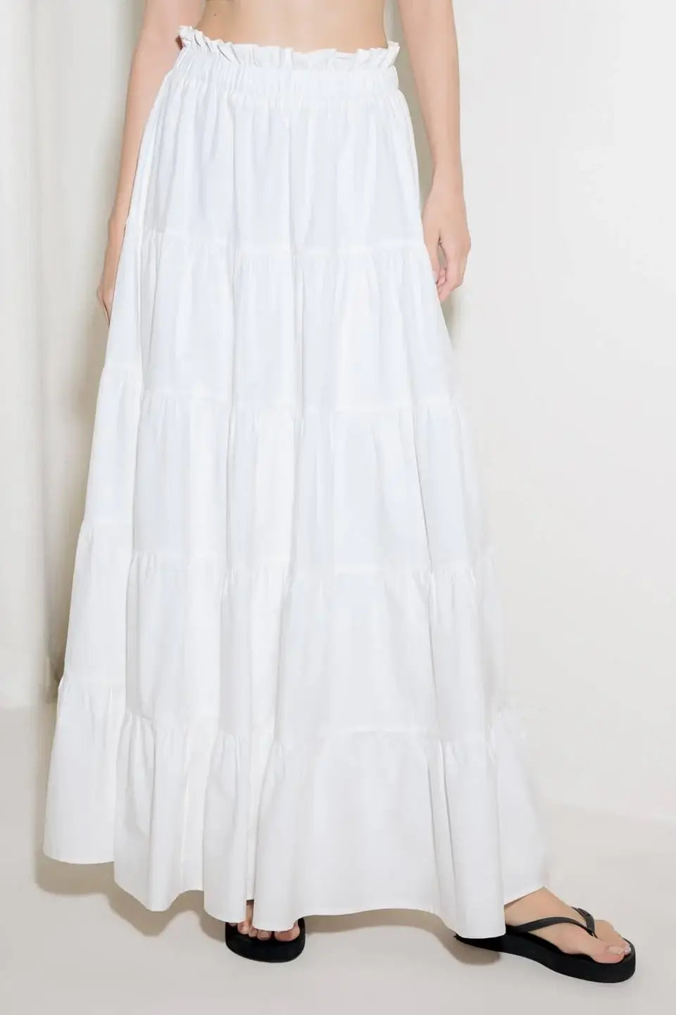 SLOW DOWN IN WHITE WOVEN MAXI SKIRT - Flying Tomato - Flyclothing LLC