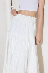 SLOW DOWN IN WHITE WOVEN MAXI SKIRT - Flying Tomato - Flyclothing LLC