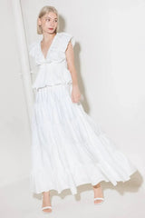 SLOW DOWN IN WHITE WOVEN MAXI SKIRT - Flying Tomato - Flyclothing LLC