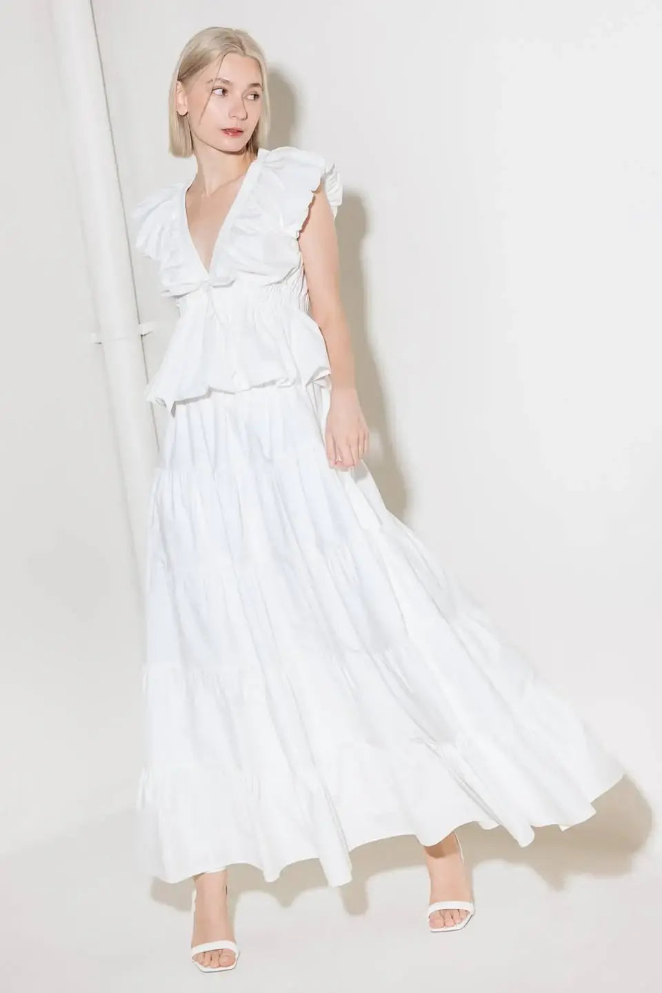 SLOW DOWN IN WHITE WOVEN MAXI SKIRT - Flying Tomato - Flyclothing LLC
