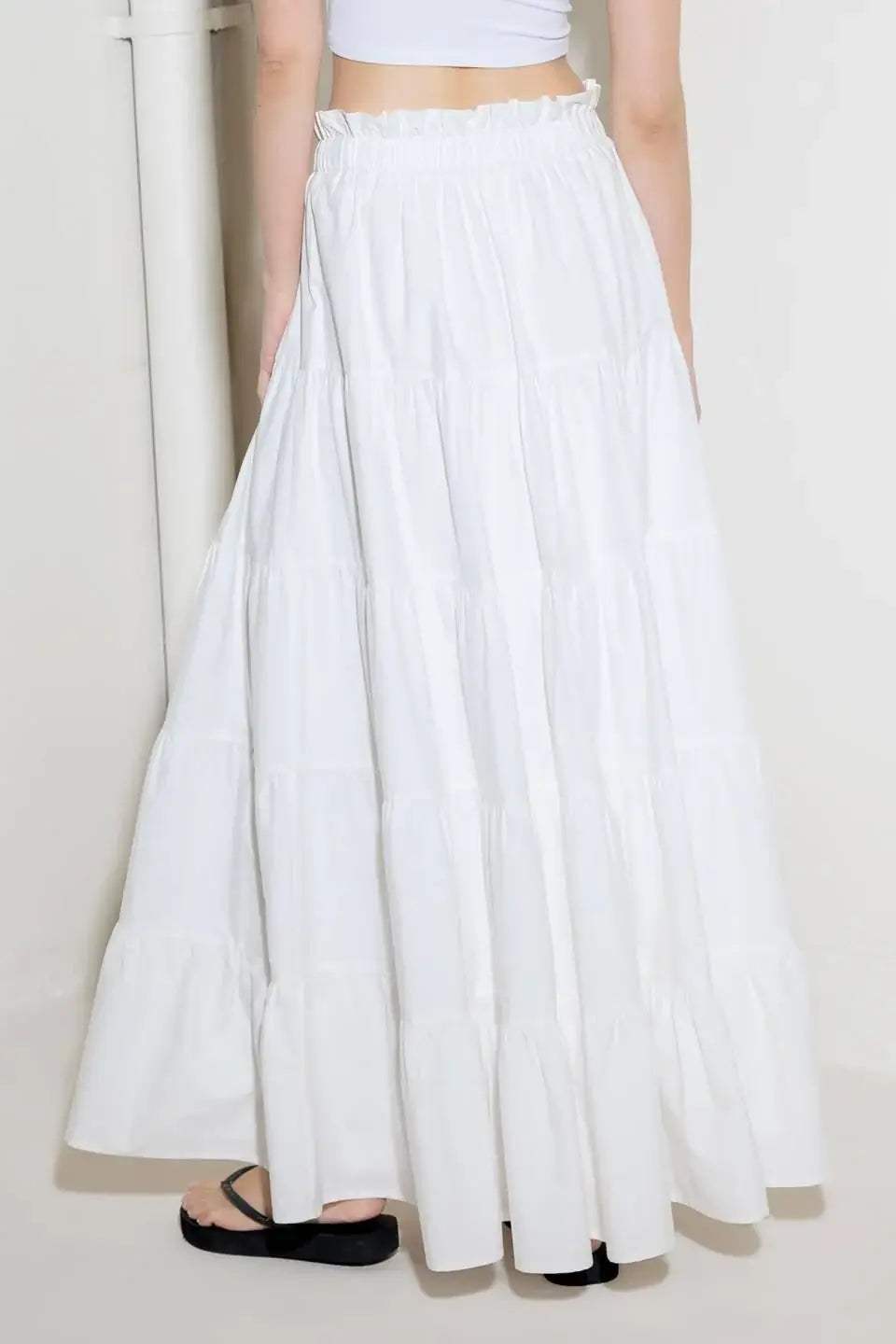 SLOW DOWN IN WHITE WOVEN MAXI SKIRT - Flying Tomato - Flyclothing LLC