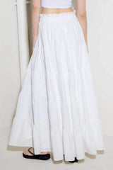 SLOW DOWN IN WHITE WOVEN MAXI SKIRT - Flying Tomato - Flyclothing LLC