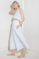 SIMPLY SPELLBOUND WHITE WOVEN FULL MIDI SKIRT - Flying Tomato - Flyclothing LLC