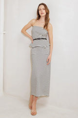 WINDING PATH STRIPED WOVEN SKIRT - Flying Tomato - Flyclothing LLC