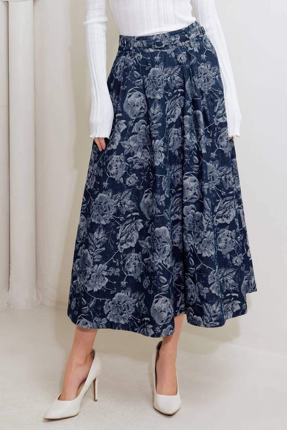 URBAN MUSE JACQUARD DENIM SKIRT - Flying Tomato - Flyclothing LLC