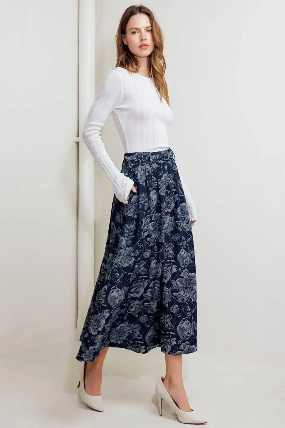 URBAN MUSE JACQUARD DENIM SKIRT - Flying Tomato - Flyclothing LLC