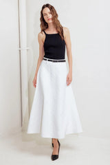 DOWNTOWN EASE WOVEN MIDI SKIRT - Flying Tomato - Flyclothing LLC
