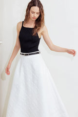 DOWNTOWN EASE WOVEN MIDI SKIRT - Flying Tomato - Flyclothing LLC
