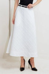 DOWNTOWN EASE WOVEN MIDI SKIRT - Flying Tomato - Flyclothing LLC