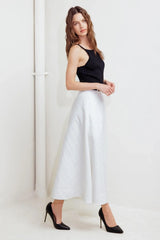 DOWNTOWN EASE WOVEN MIDI SKIRT - Flying Tomato - Flyclothing LLC
