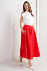 STRAWBERRY POP WOVEN FULL MIDI SKIRT - Flying Tomato - Flyclothing LLC