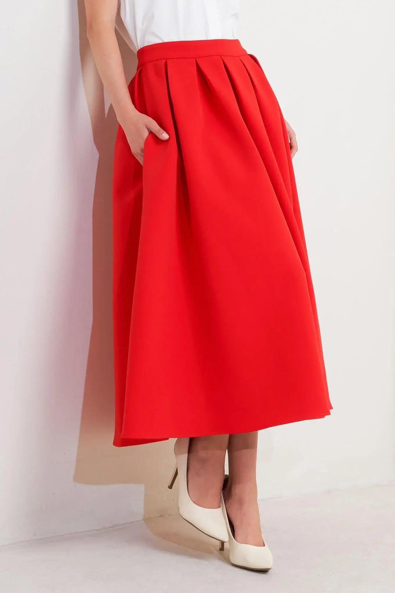 STRAWBERRY POP WOVEN FULL MIDI SKIRT - Flying Tomato - Flyclothing LLC