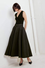 ROUGE ALLURE WOVEN FULL MIDI SKIRT - Flying Tomato - Flyclothing LLC