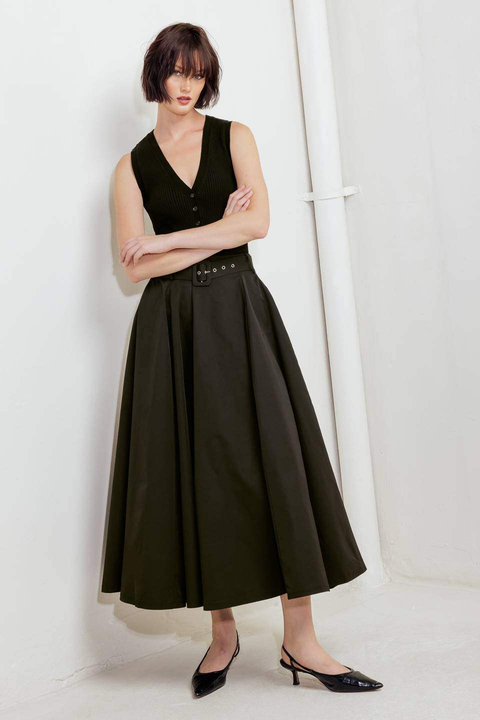 ROUGE ALLURE WOVEN FULL MIDI SKIRT - Flying Tomato - Flyclothing LLC