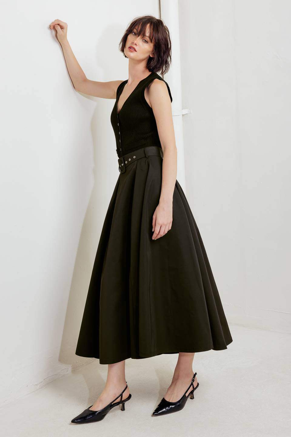 ROUGE ALLURE WOVEN FULL MIDI SKIRT - Flying Tomato - Flyclothing LLC