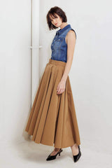 ROUGE ALLURE WOVEN FULL MIDI SKIRT - Flying Tomato - Flyclothing LLC