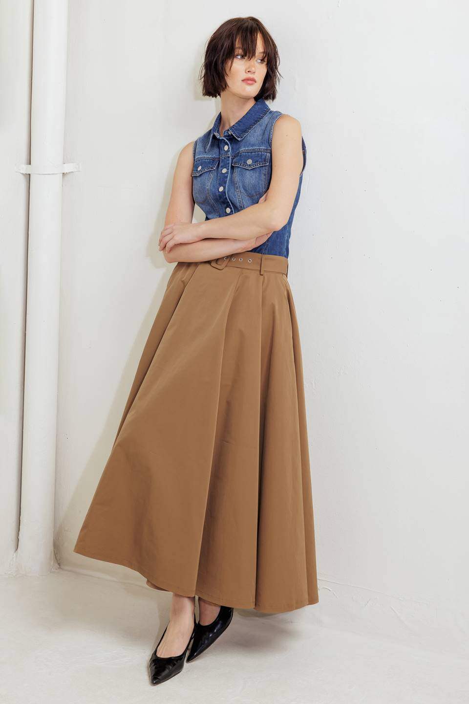 ROUGE ALLURE WOVEN FULL MIDI SKIRT - Flying Tomato - Flyclothing LLC