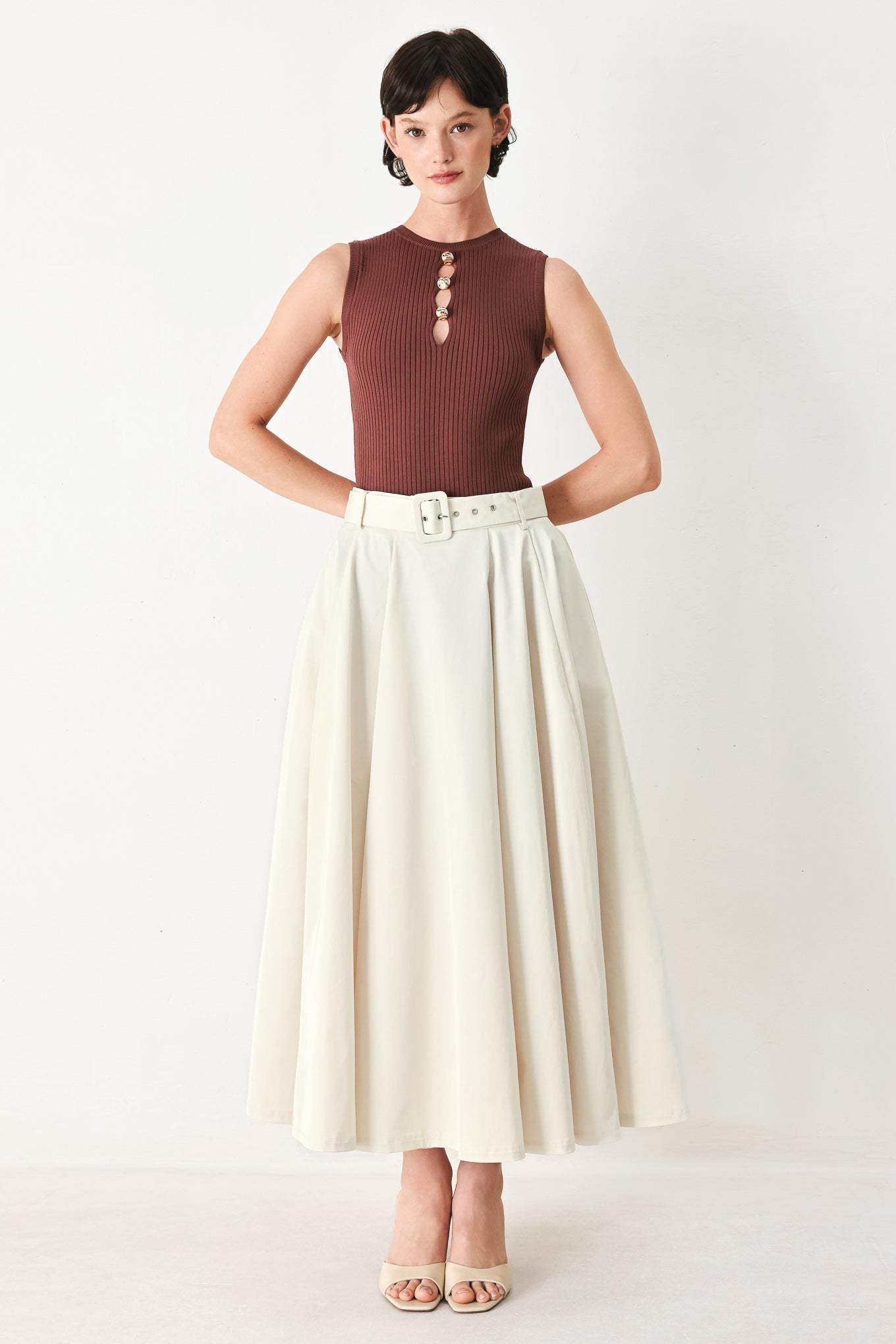 ROUGE ALLURE WOVEN FULL MIDI SKIRT - Flying Tomato - Flyclothing LLC
