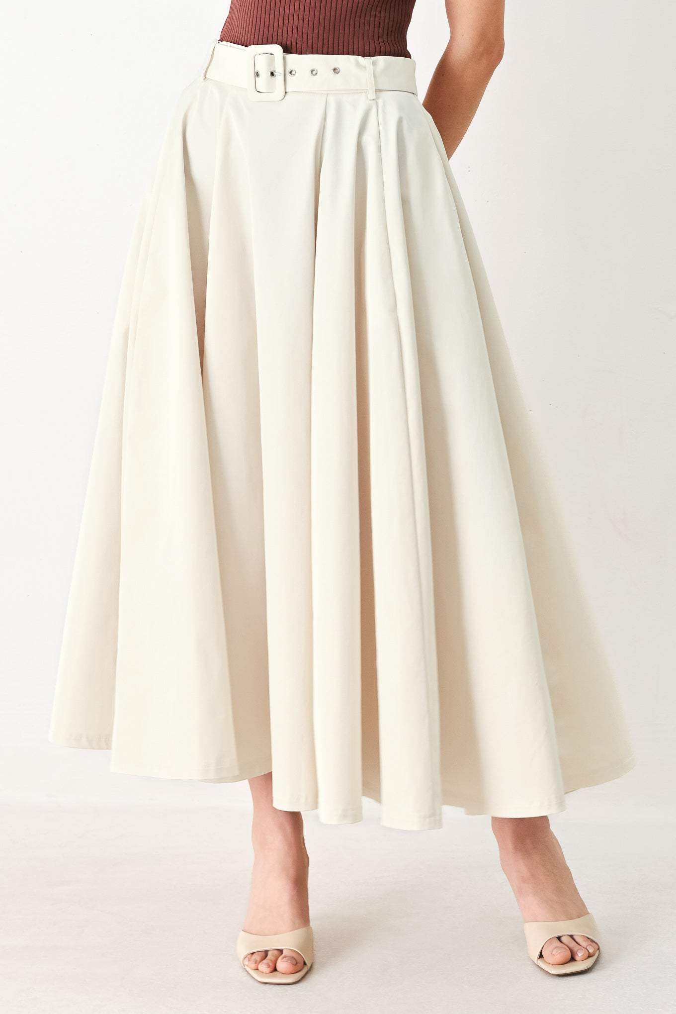 ROUGE ALLURE WOVEN FULL MIDI SKIRT - Flying Tomato - Flyclothing LLC