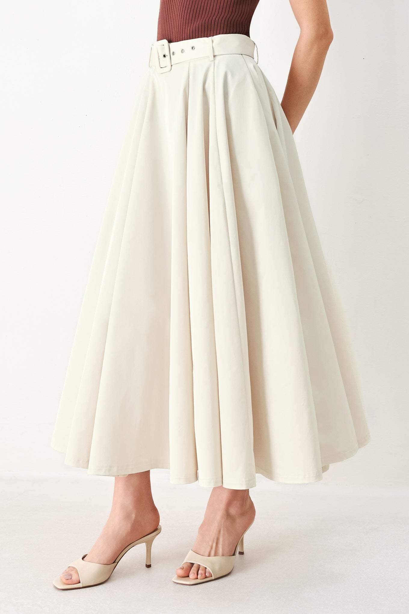 ROUGE ALLURE WOVEN FULL MIDI SKIRT - Flying Tomato - Flyclothing LLC