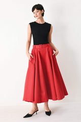 ROUGE ALLURE WOVEN FULL MIDI SKIRT - Flying Tomato - Flyclothing LLC
