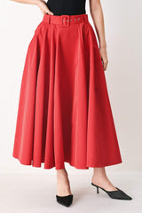 ROUGE ALLURE WOVEN FULL MIDI SKIRT - Flying Tomato - Flyclothing LLC