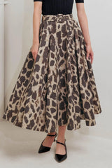 LEO LOVER WOVEN FULL MIDI SKIRT - Flying Tomato - Flyclothing LLC