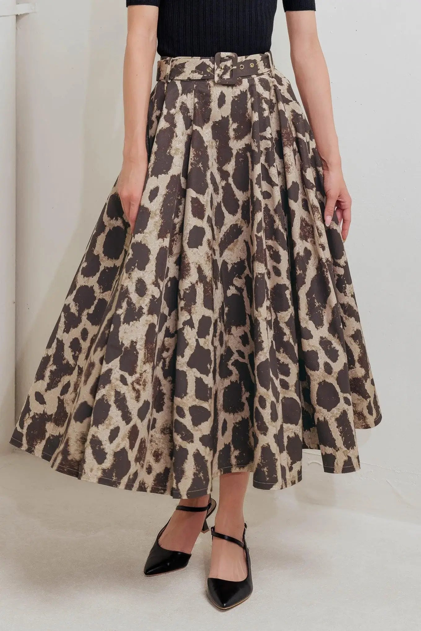 LEO LOVER WOVEN FULL MIDI SKIRT - Flying Tomato - Flyclothing LLC