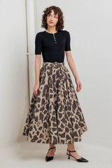 LEO LOVER WOVEN FULL MIDI SKIRT - Flying Tomato - Flyclothing LLC