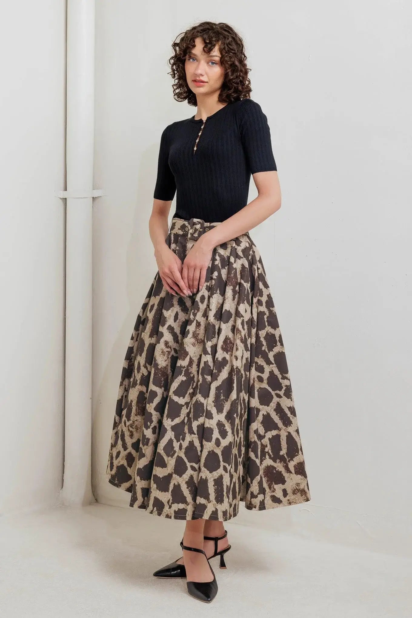 LEO LOVER WOVEN FULL MIDI SKIRT - Flying Tomato - Flyclothing LLC