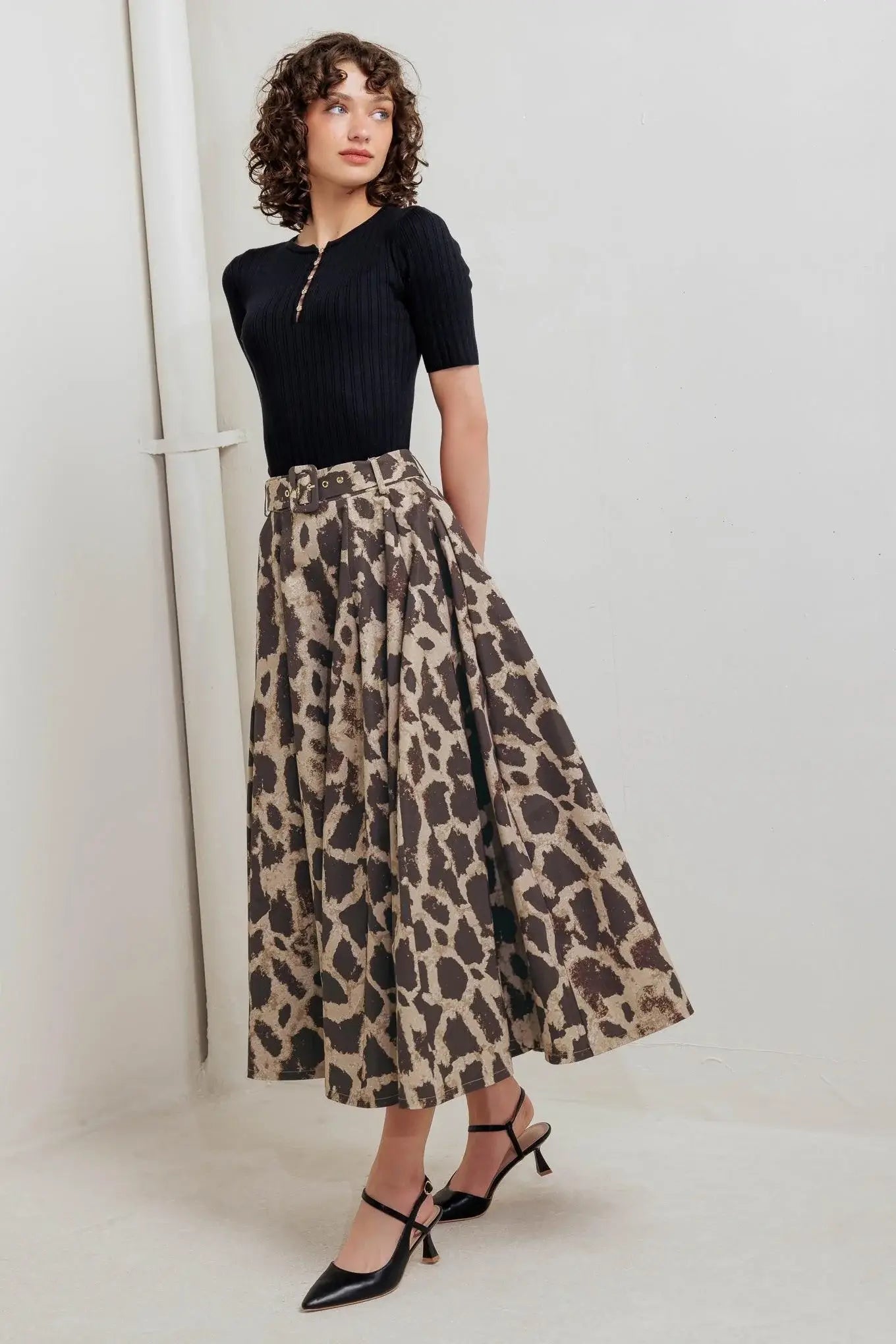 LEO LOVER WOVEN FULL MIDI SKIRT - Flying Tomato - Flyclothing LLC