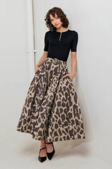 LEO LOVER WOVEN FULL MIDI SKIRT - Flying Tomato - Flyclothing LLC