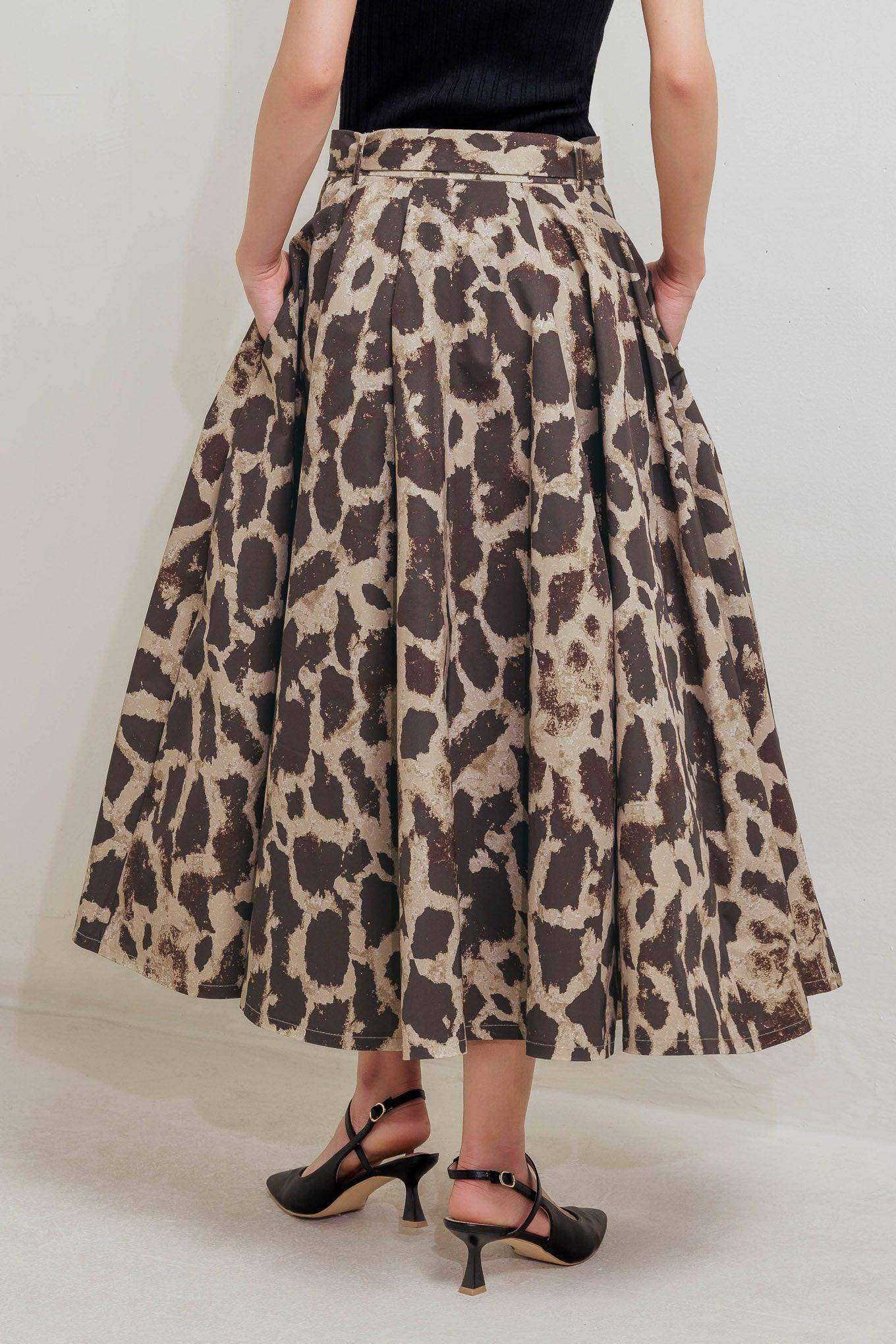LEO LOVER WOVEN FULL MIDI SKIRT - Flying Tomato - Flyclothing LLC