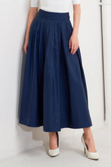 LUXE FLARE WOVEN PLEATED MIDI SKIRT - Flying Tomato - Flyclothing LLC