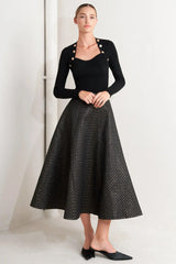 EVENING SCULPT METALLIC WOVEN CIRCLE SKIRT - Flying Tomato - Flyclothing LLC