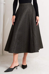 EVENING SCULPT METALLIC WOVEN CIRCLE SKIRT - Flying Tomato - Flyclothing LLC