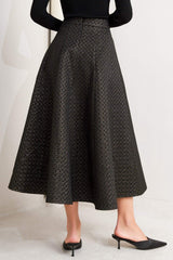 EVENING SCULPT METALLIC WOVEN CIRCLE SKIRT - Flying Tomato - Flyclothing LLC