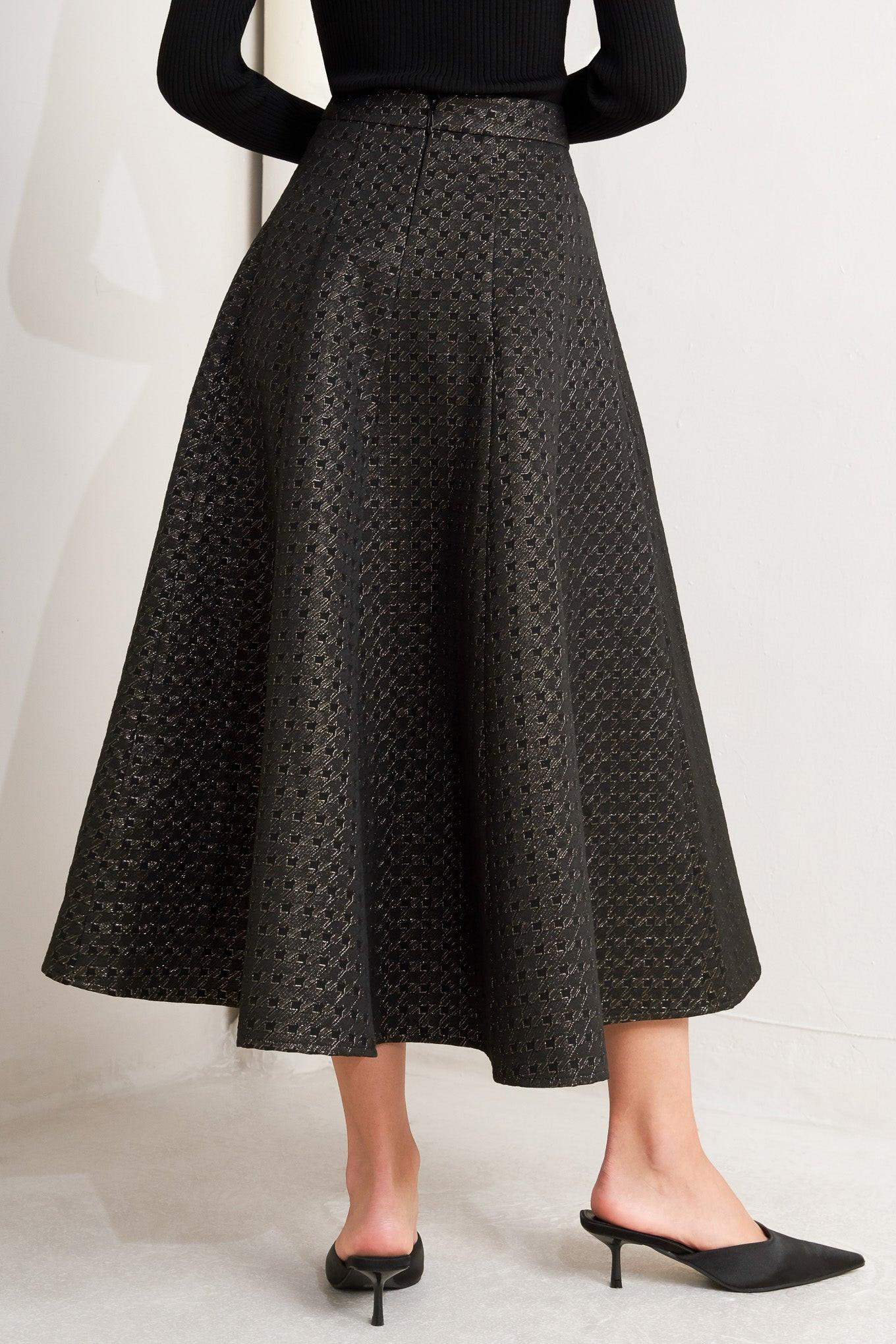 EVENING SCULPT METALLIC WOVEN CIRCLE SKIRT - Flying Tomato - Flyclothing LLC