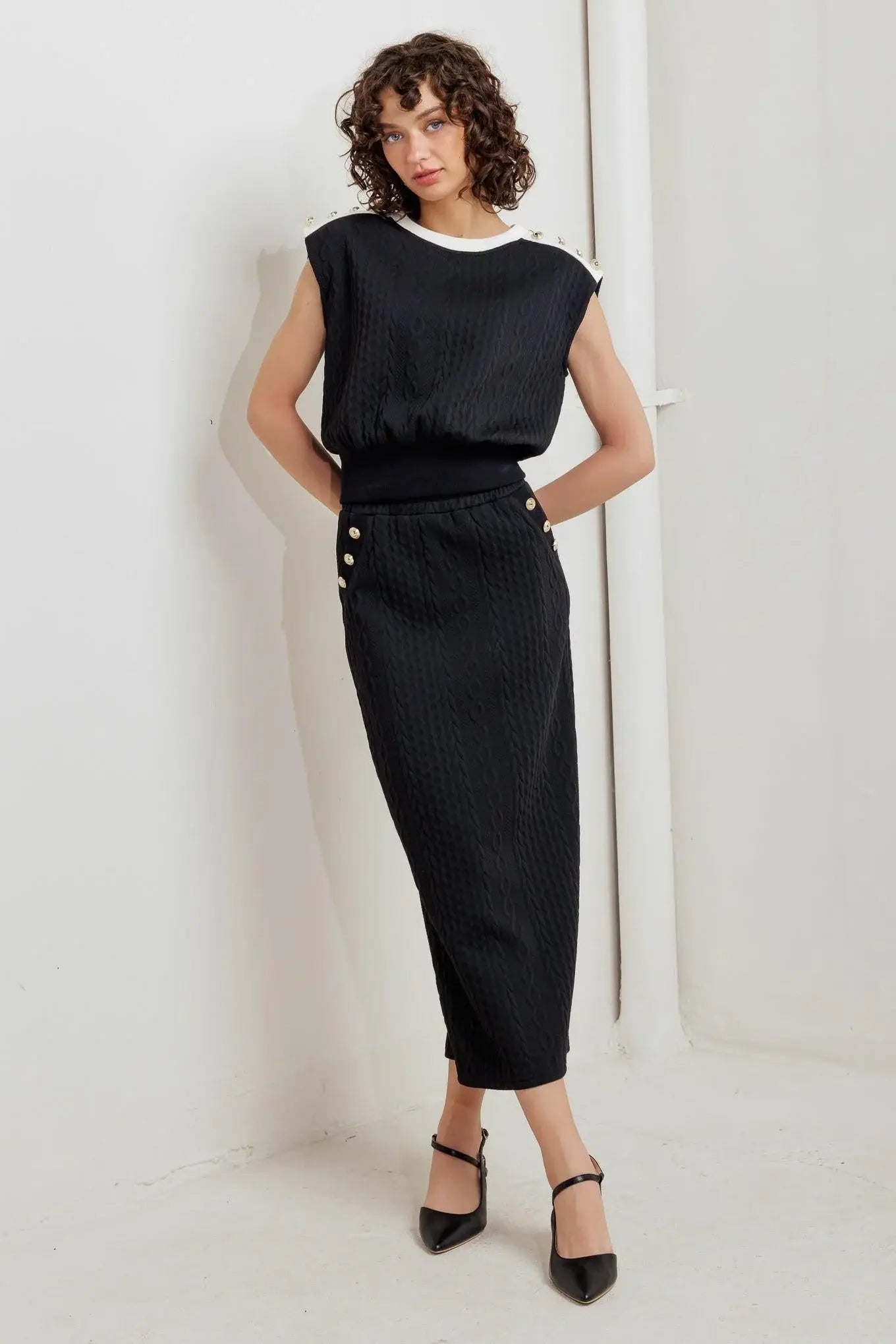 URBAN LUXE COMMAND KNIT MIDI SKIRT - Flying Tomato - Flyclothing LLC