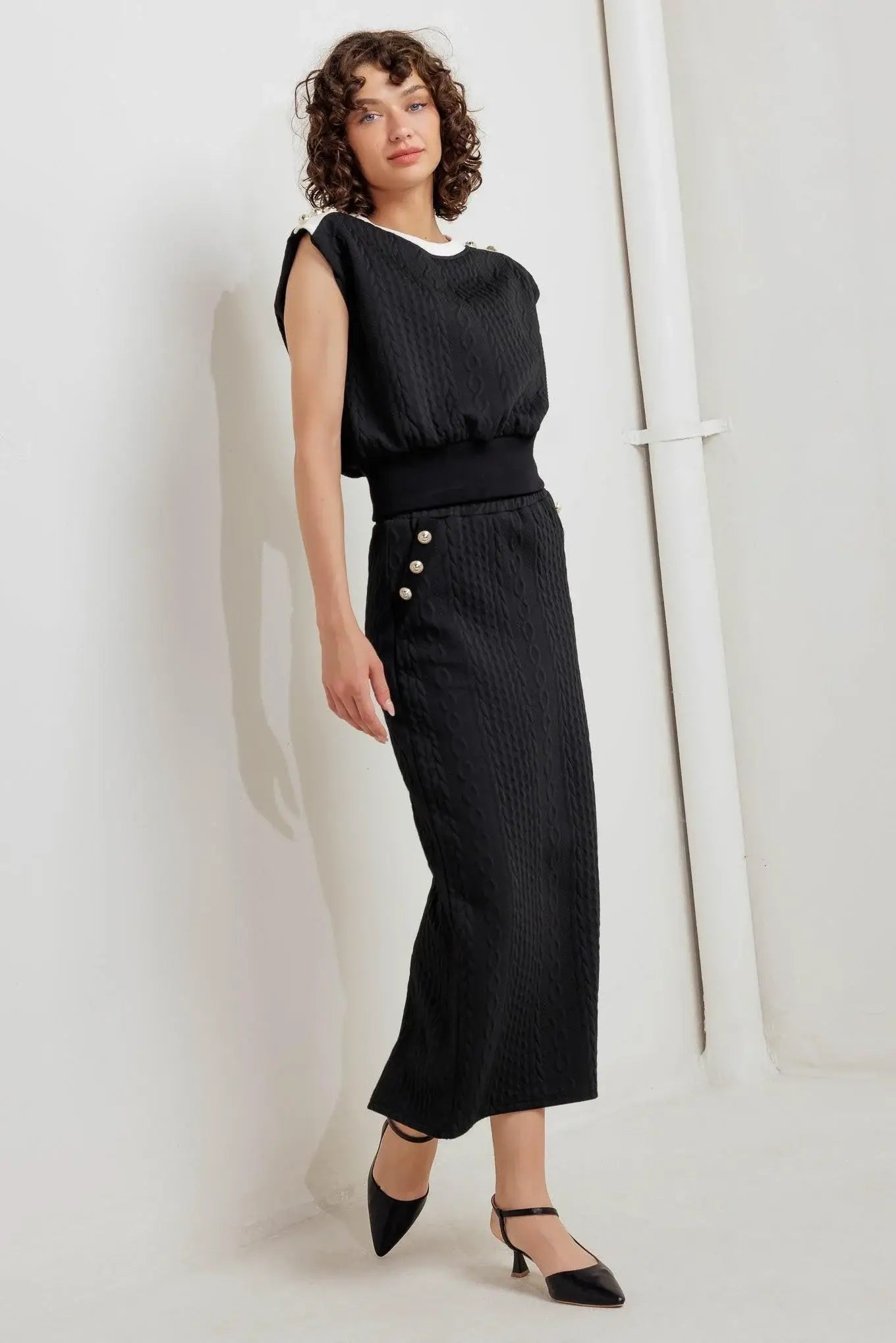 URBAN LUXE COMMAND KNIT MIDI SKIRT - Flying Tomato - Flyclothing LLC