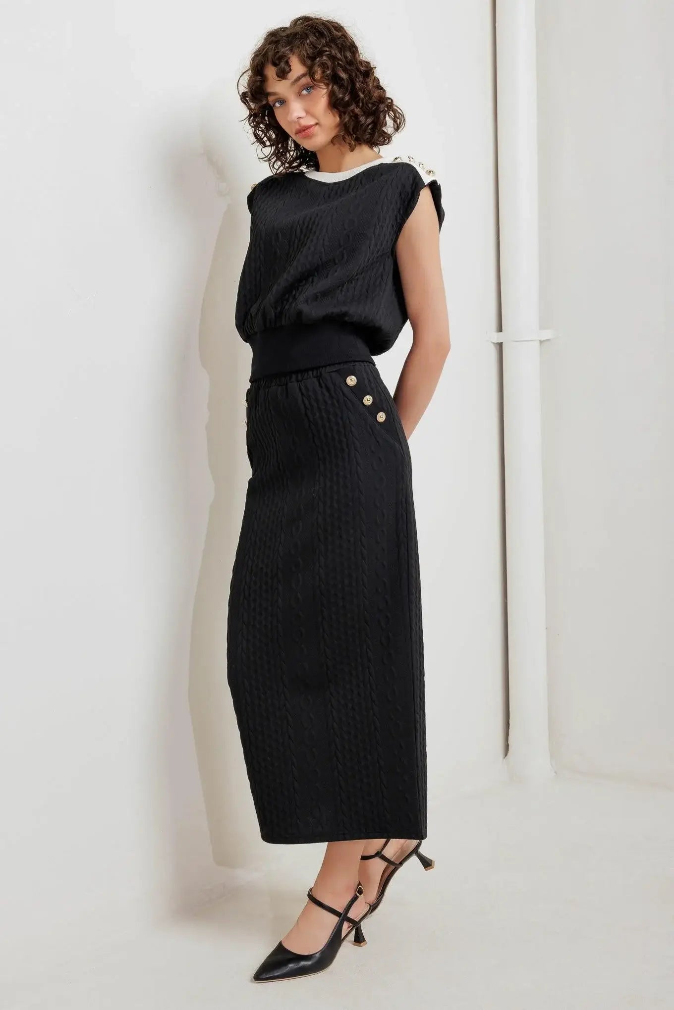 URBAN LUXE COMMAND KNIT MIDI SKIRT - Flying Tomato - Flyclothing LLC