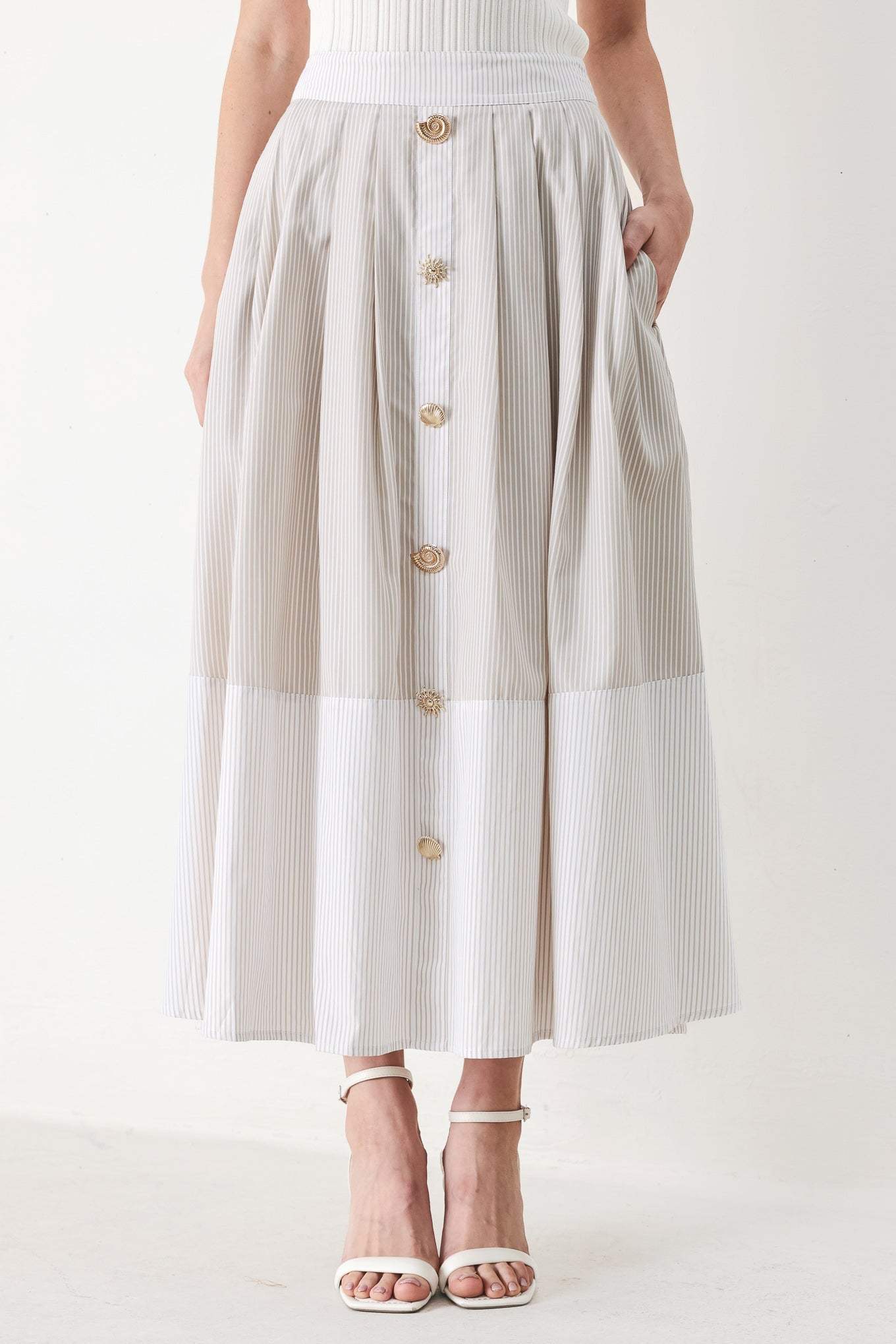 COASTAL LIGHT WOVEN MIDI SKIRT - Flying Tomato - Flyclothing LLC