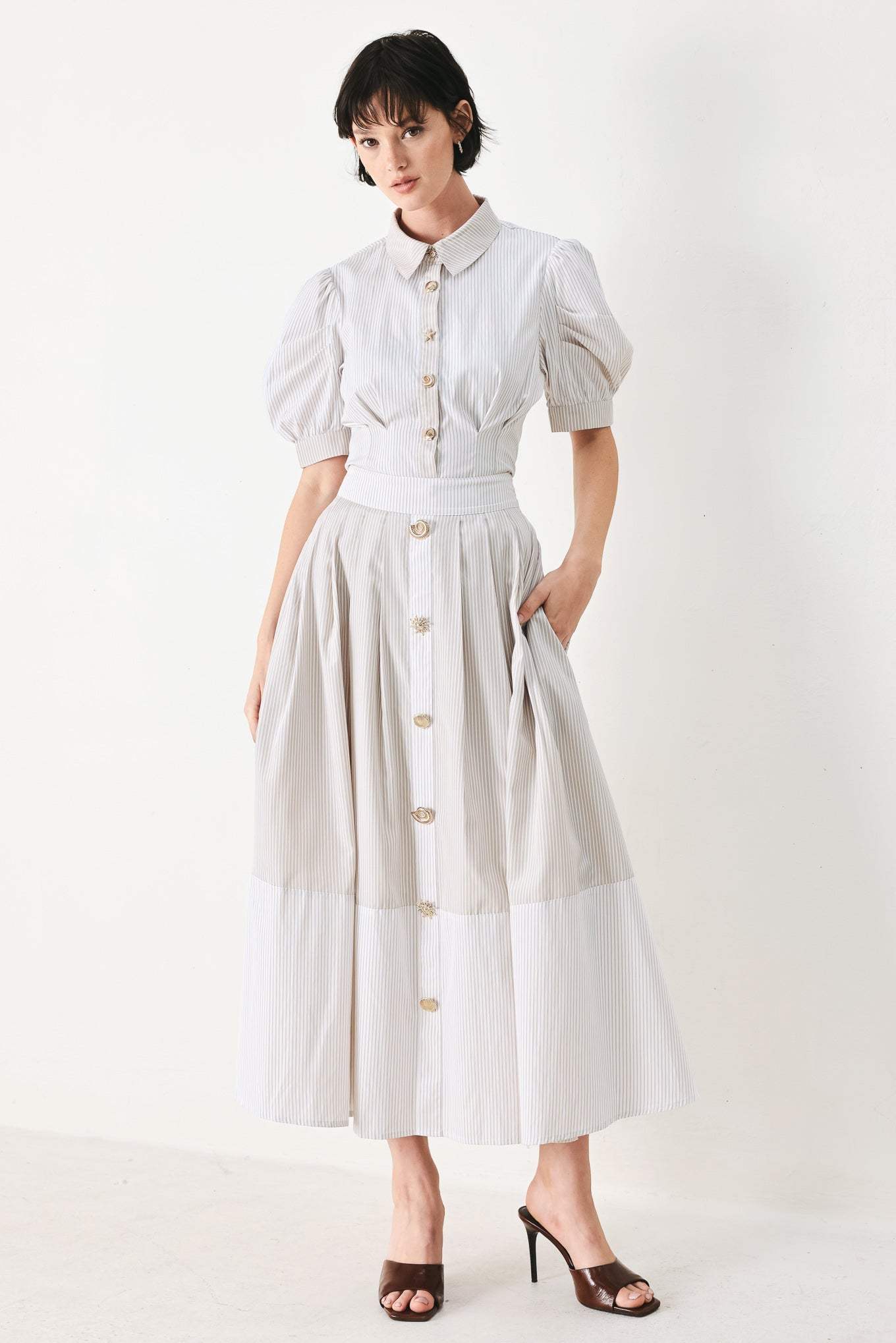 COASTAL LIGHT WOVEN MIDI SKIRT - Flying Tomato - Flyclothing LLC