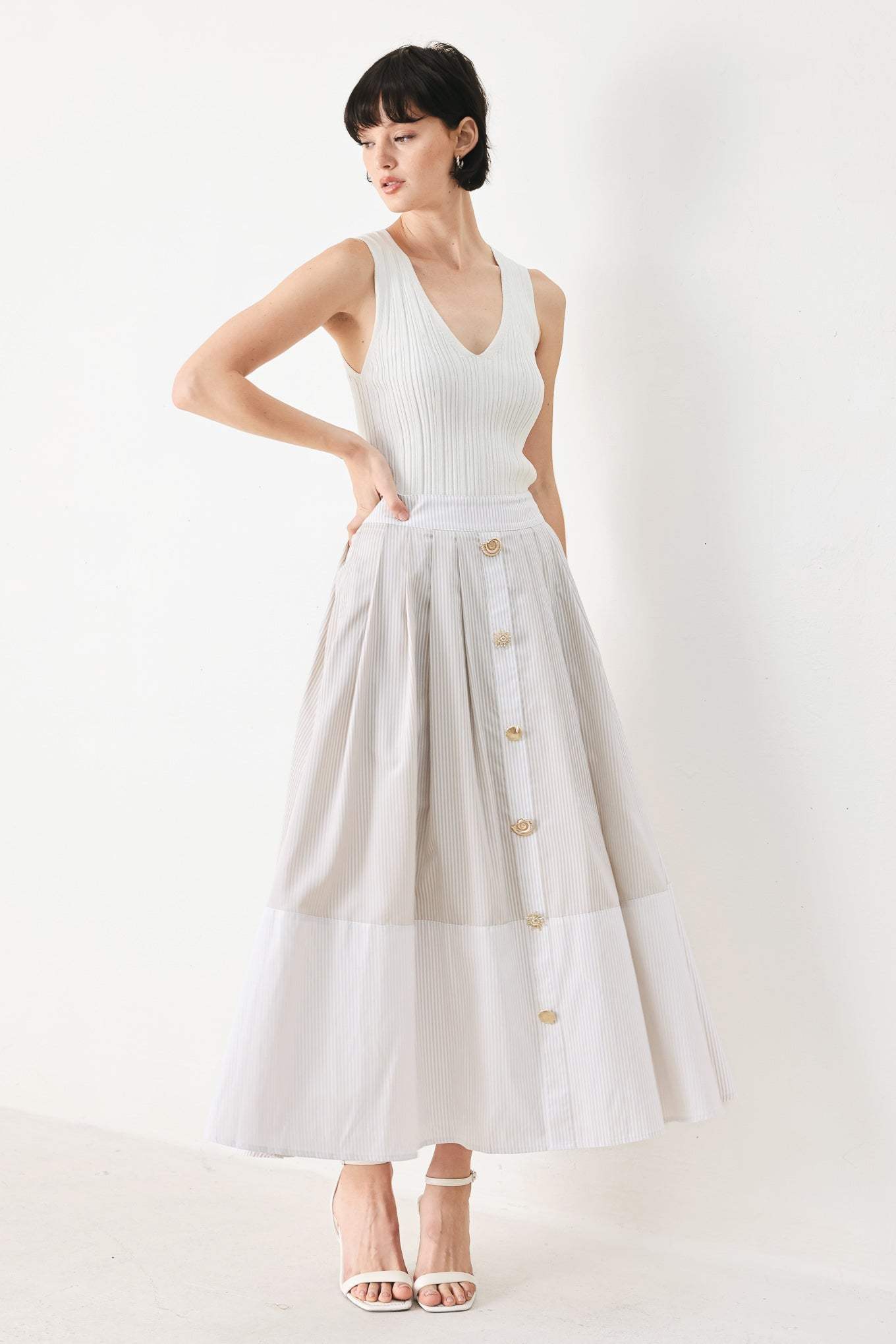 COASTAL LIGHT WOVEN MIDI SKIRT - Flying Tomato - Flyclothing LLC