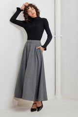 TIMELESS LOOK WOVEN MIDI CIRCLE SKIRT - Flying Tomato - Flyclothing LLC