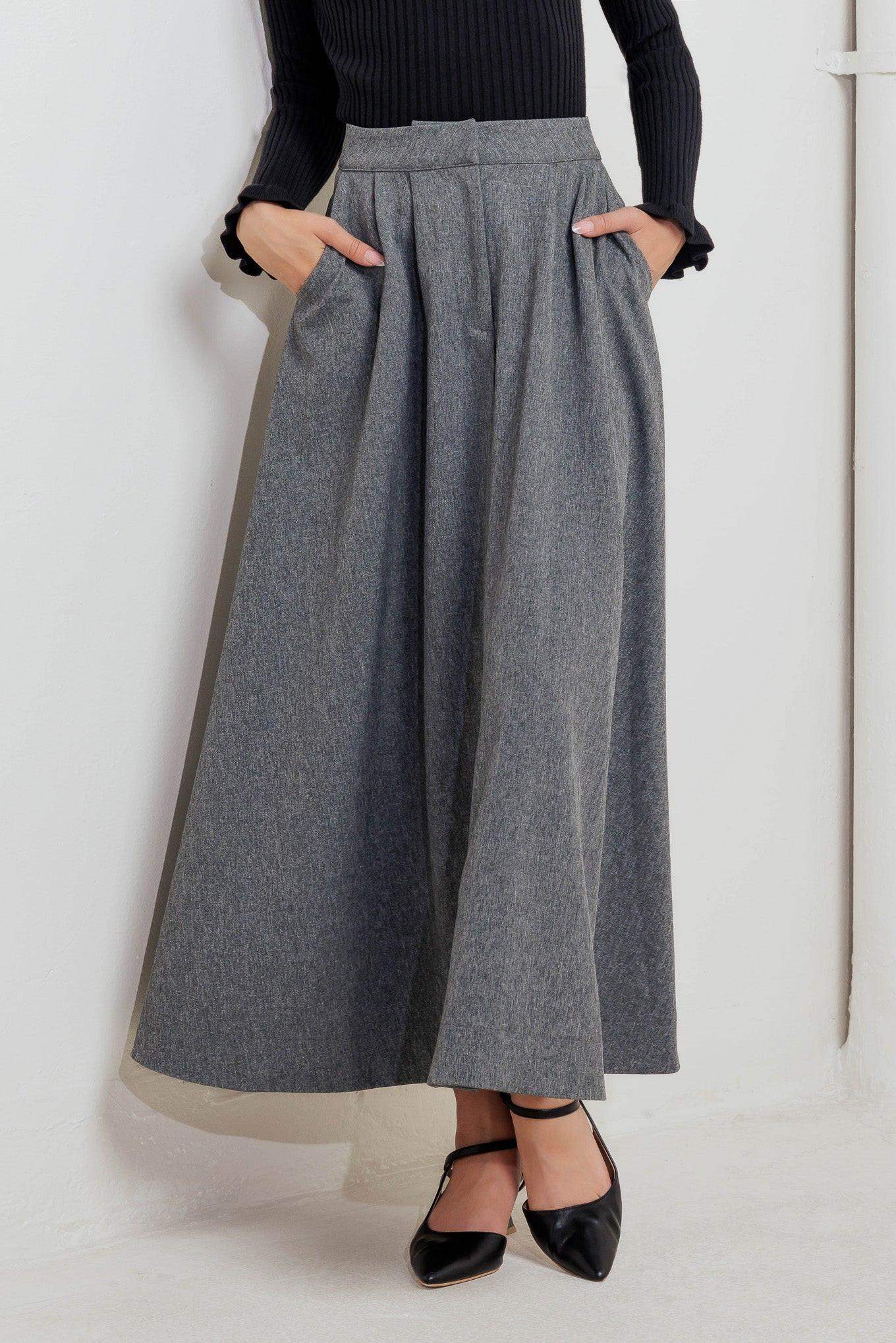 TIMELESS LOOK WOVEN MIDI CIRCLE SKIRT - Flying Tomato - Flyclothing LLC