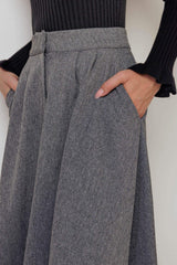 TIMELESS LOOK WOVEN MIDI CIRCLE SKIRT - Flying Tomato - Flyclothing LLC